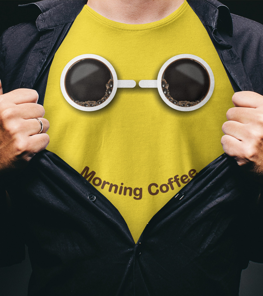 Morning Coffee Smile With Cup Glasses T-Shirt