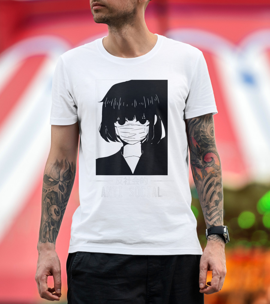 Anime Anti Social Japanese Text Vaporwave Aesthetic T-Shirt