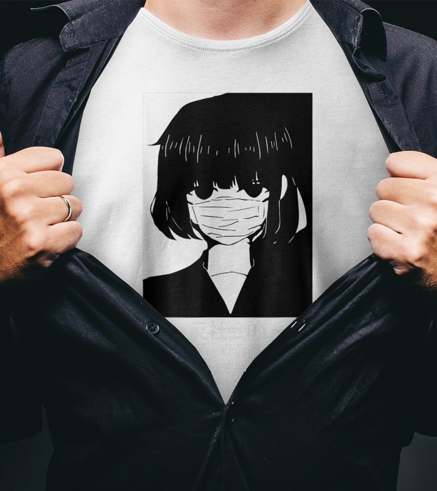 Anime Anti Social Japanese Text Vaporwave Aesthetic T-Shirt