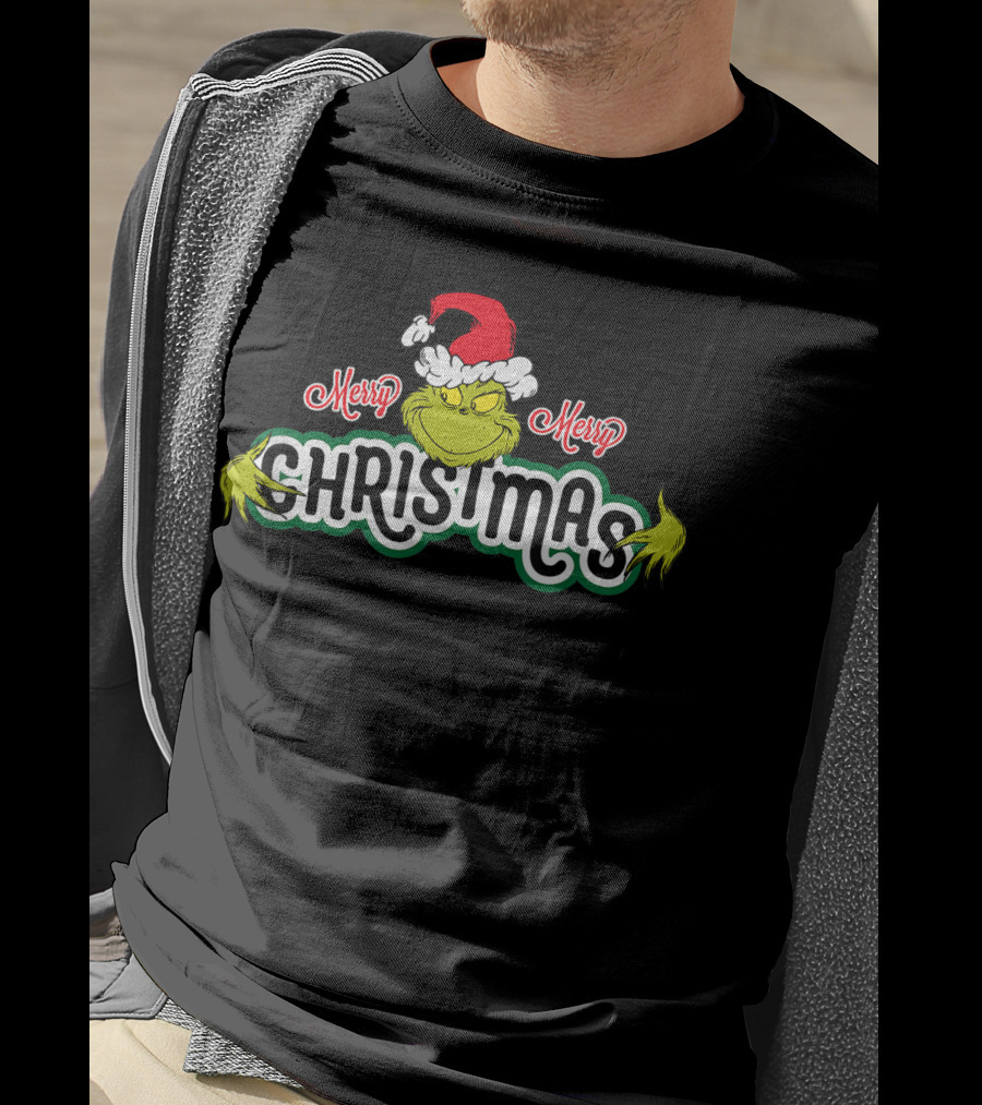 Merry Grinch Christmas Santa Hat T-Shirt