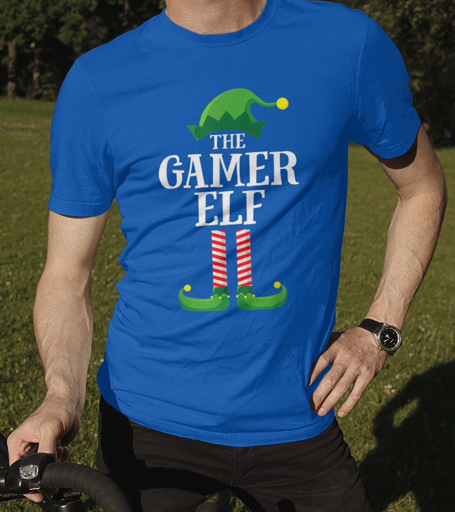 The Gamer Elf Matching Family Group Christmas Party Holiday T-Shirt