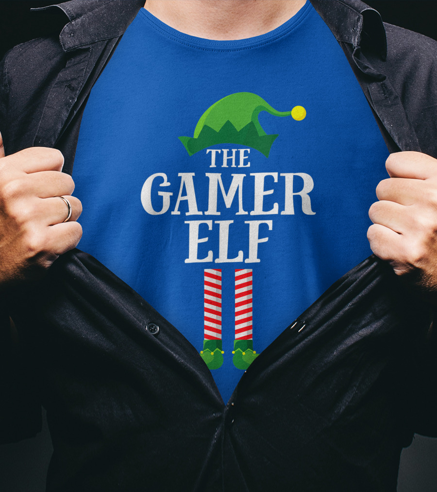 The Gamer Elf Matching Family Group Christmas Party Holiday T-Shirt