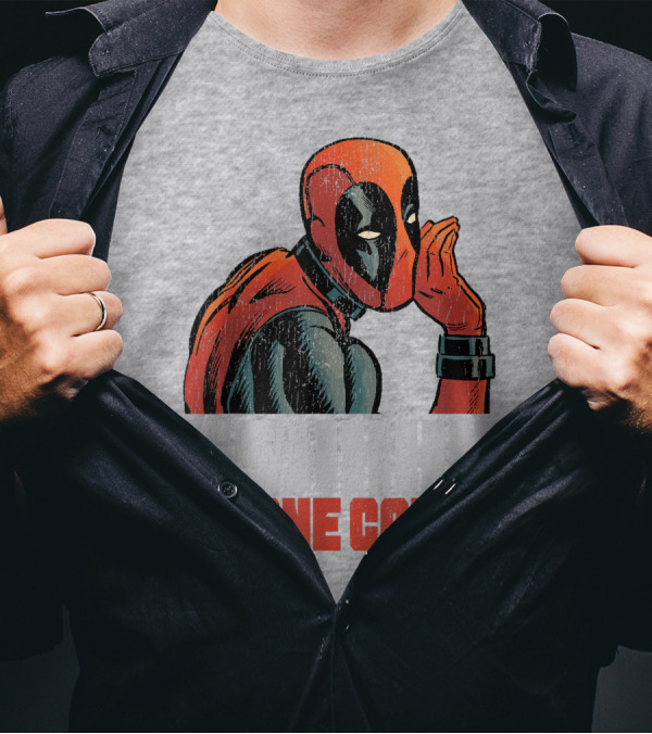 Marvel Deadpool SSHHHH No One Cares Whisper Red And Black Suit Hero T-Shirt
