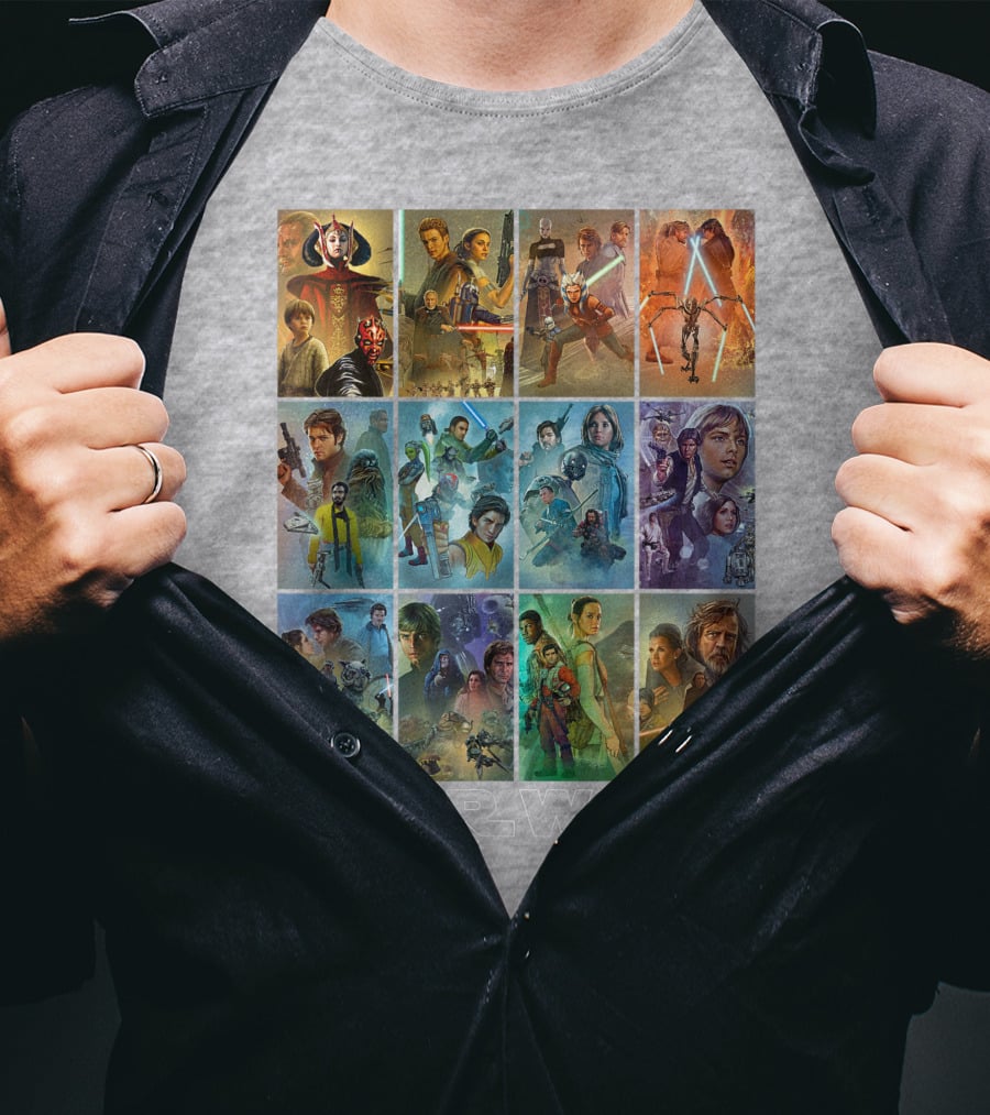 Star Wars Celebration Mural Panels Iconic Characters And Scenes T-Shirt