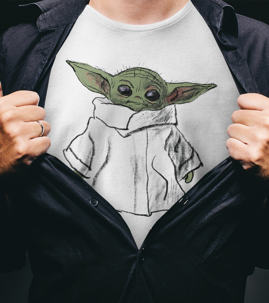 Star Wars The Mandalorian The Child Sketch Drawing T-Shirt