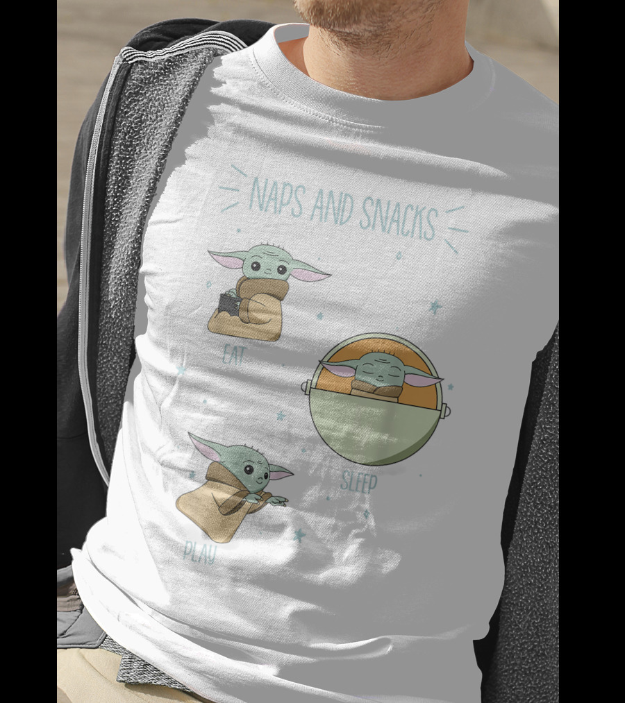 The Mandalorian The Child Eat Sleep Play Naps And Snacks Doodles T-Shirt
