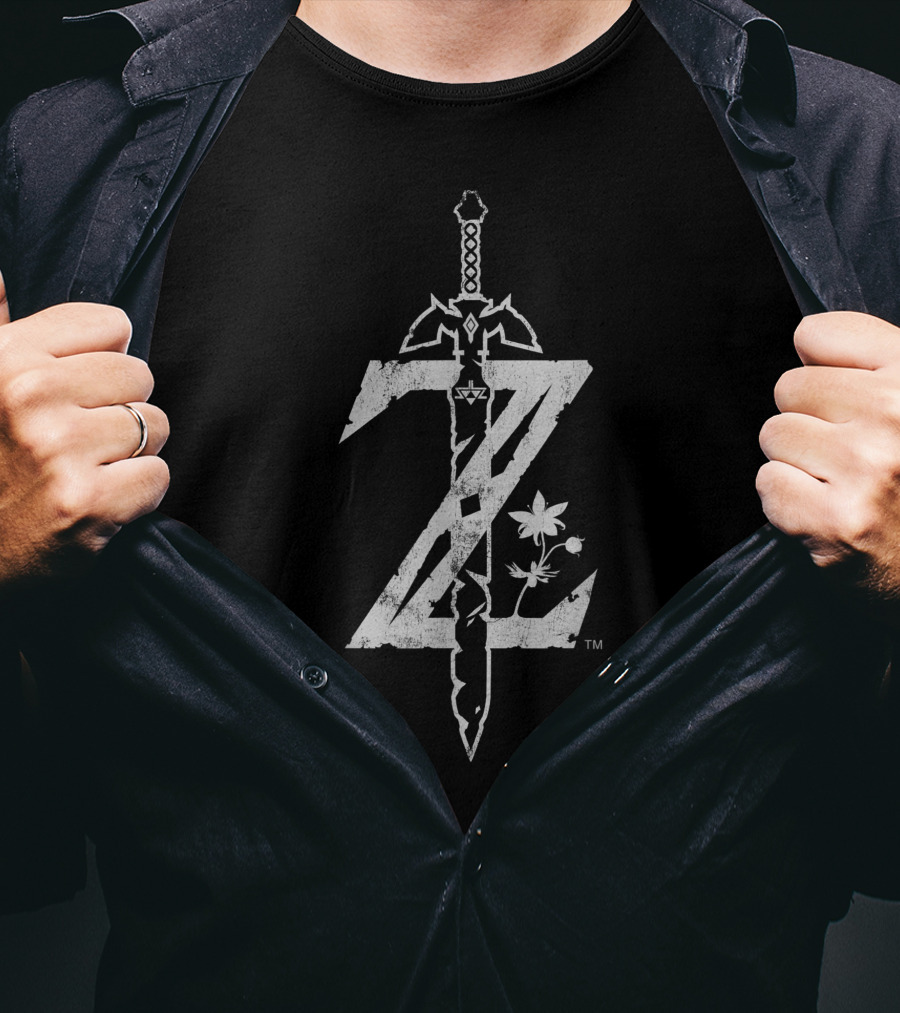 Zelda Breath Of The Wild Sword Floral Emblem T-Shirt