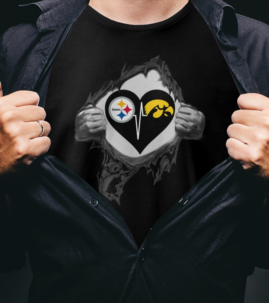 Steelers Heartbeat Iowa Hawkeyes T-Shirt