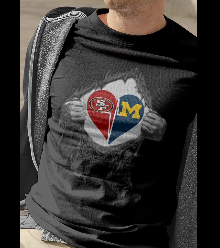 San Francisco 49ers And Michigan Wolverines Heart T-Shirt