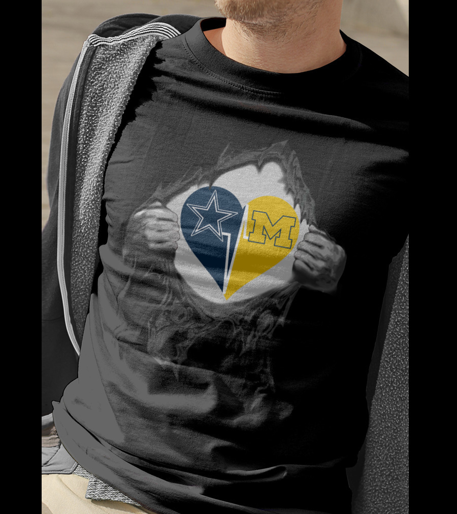 Cowboys And Michigan Wolverines Heart T-Shirt