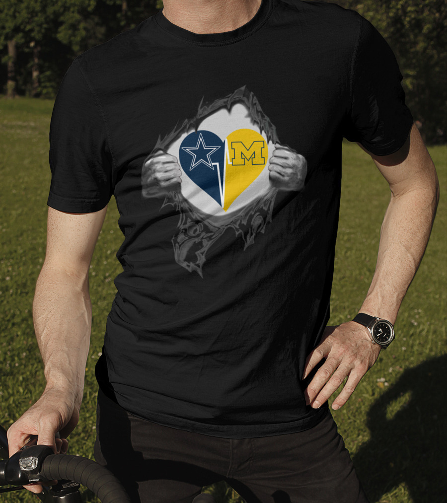 Cowboys And Michigan Wolverines Heart T-Shirt