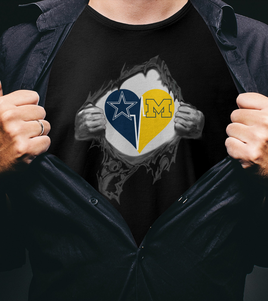 Cowboys And Michigan Wolverines Heart T-Shirt
