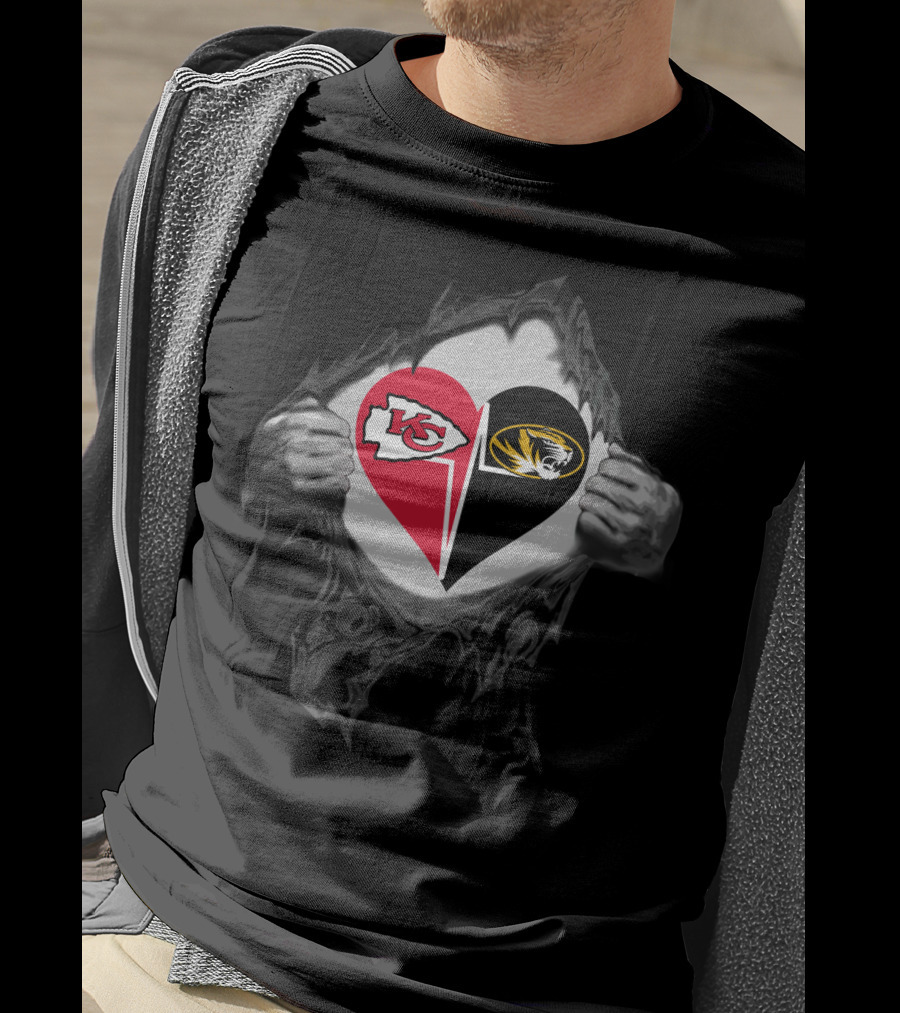 Kc Chiefs And Mizzou Tigers Heart T-Shirt
