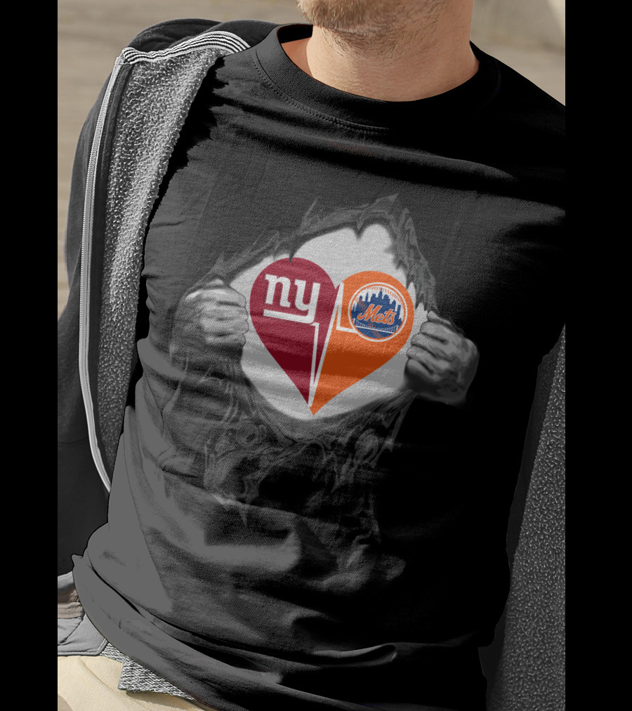Ny Giants And Mets Heartbeat T-Shirt