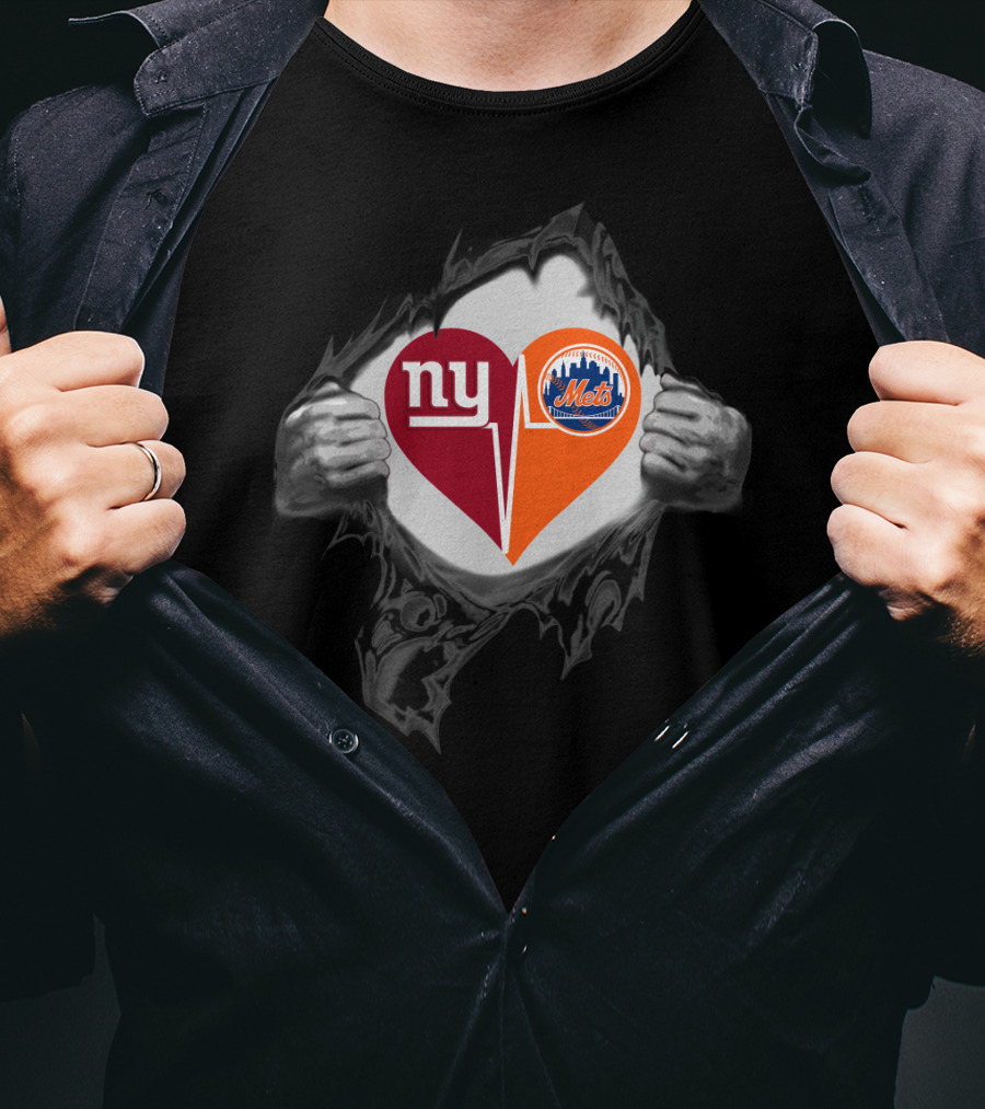 Ny Giants And Mets Heartbeat T-Shirt