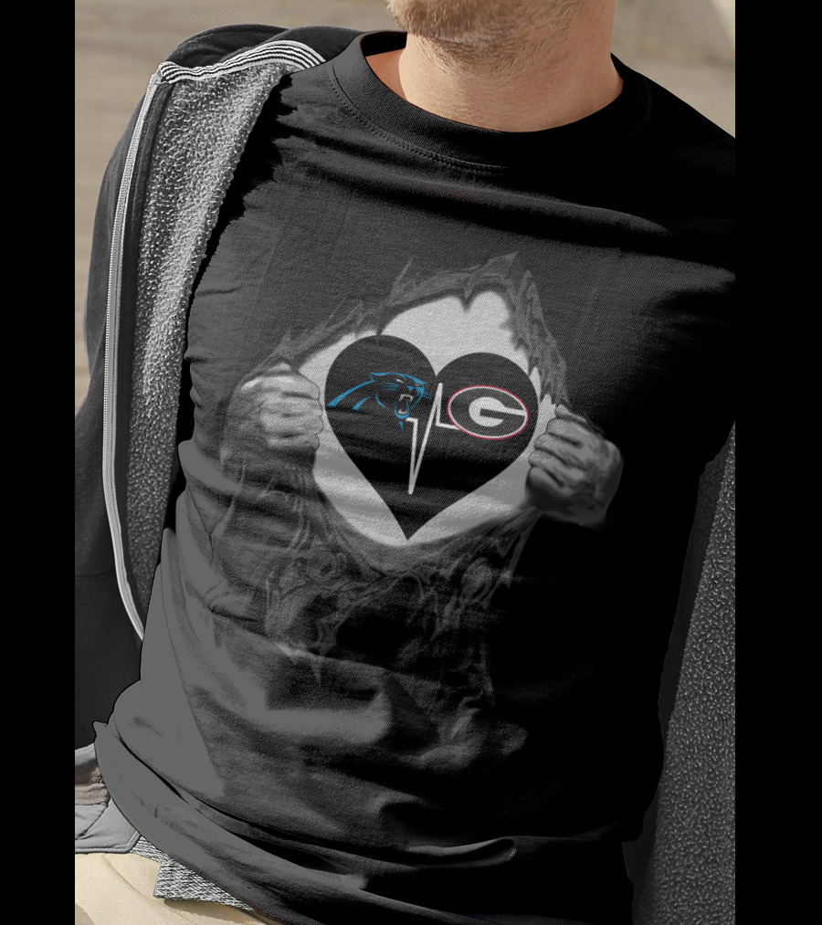 Carolina Panthers Georgia Bulldogs Heartbeat T-Shirt