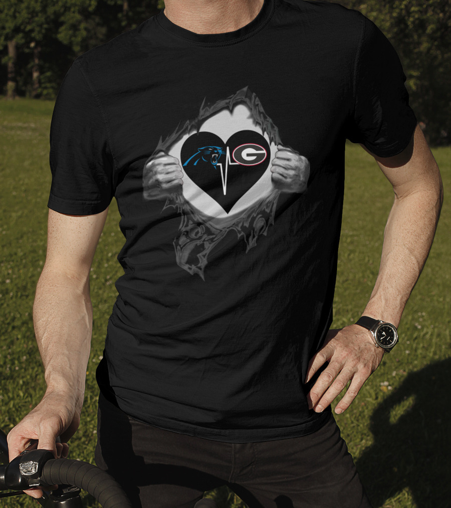 Carolina Panthers Georgia Bulldogs Heartbeat T-Shirt
