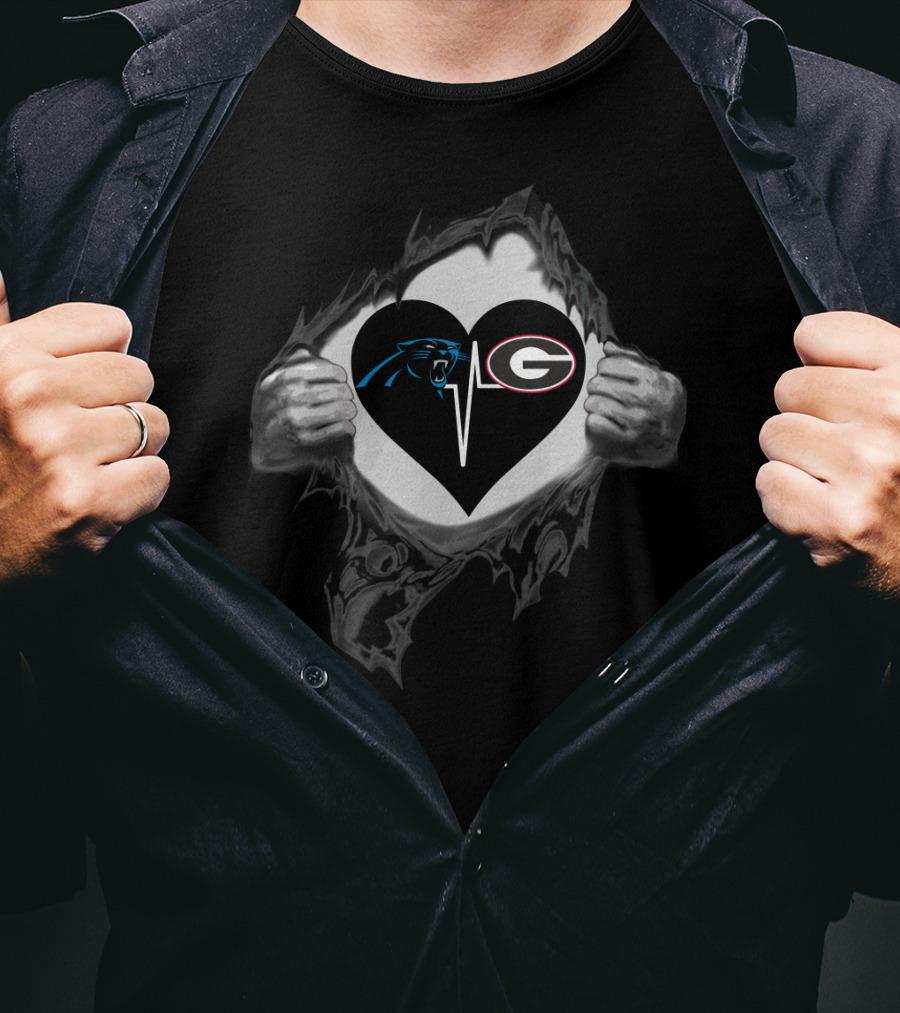 Carolina Panthers Georgia Bulldogs Heartbeat T-Shirt