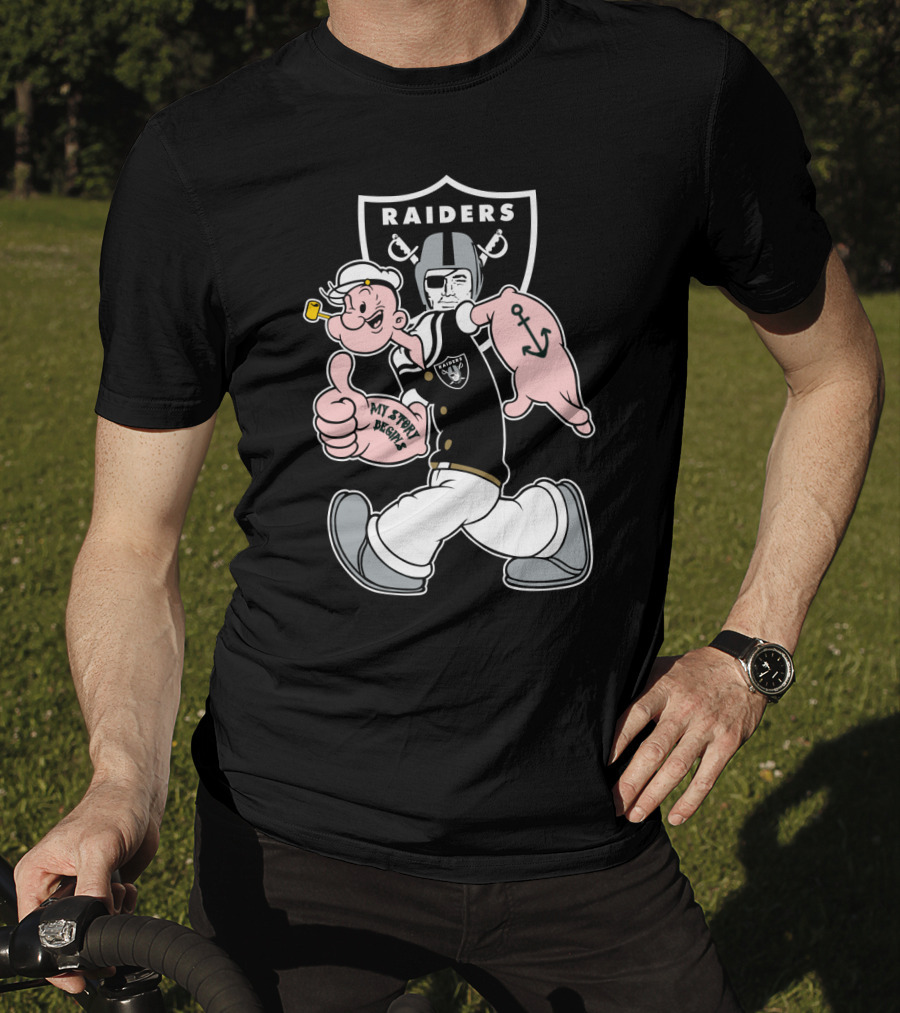Raiders Popeye Nfl Mascot Crossover With Helmet And Anchor T-Shirt