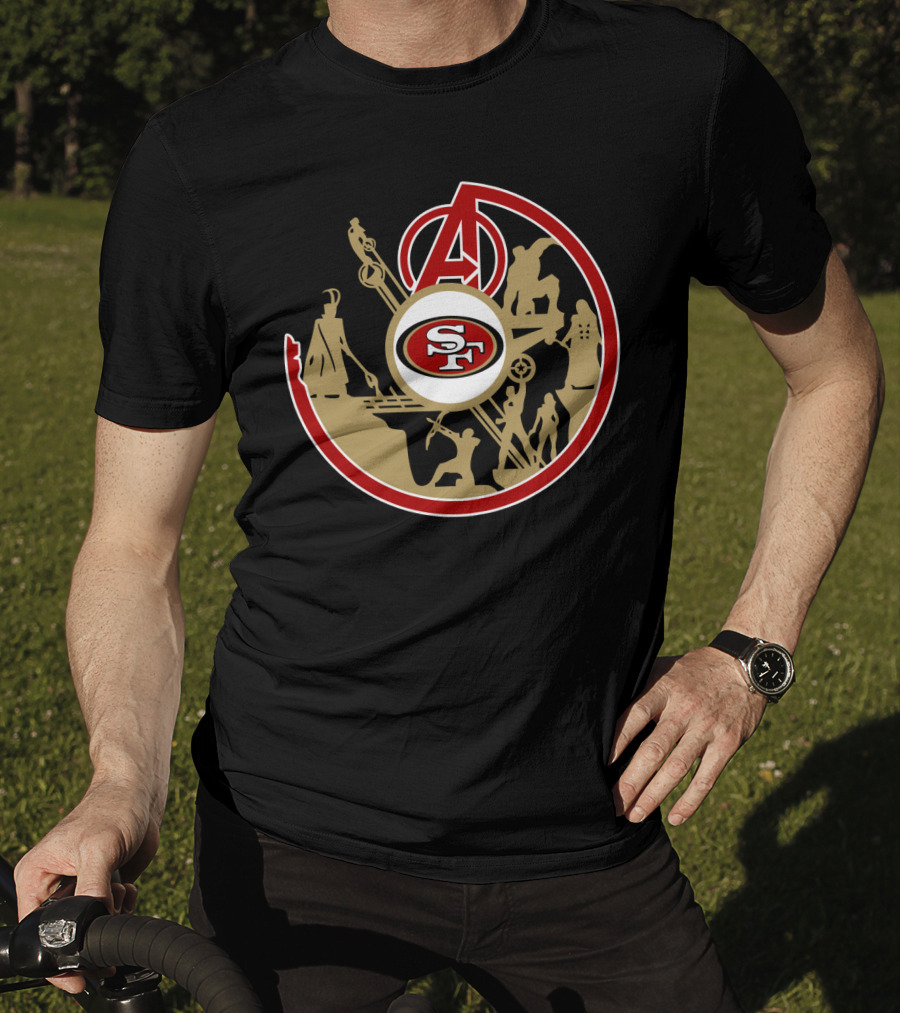 San Francisco 49ers Avengers Logo Crossover T-Shirt