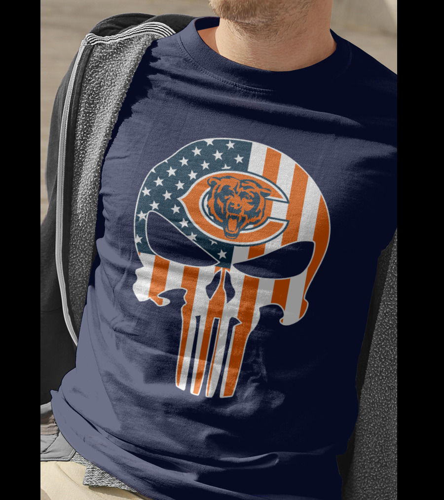Chicago Bears Punisher American Flag T-Shirt