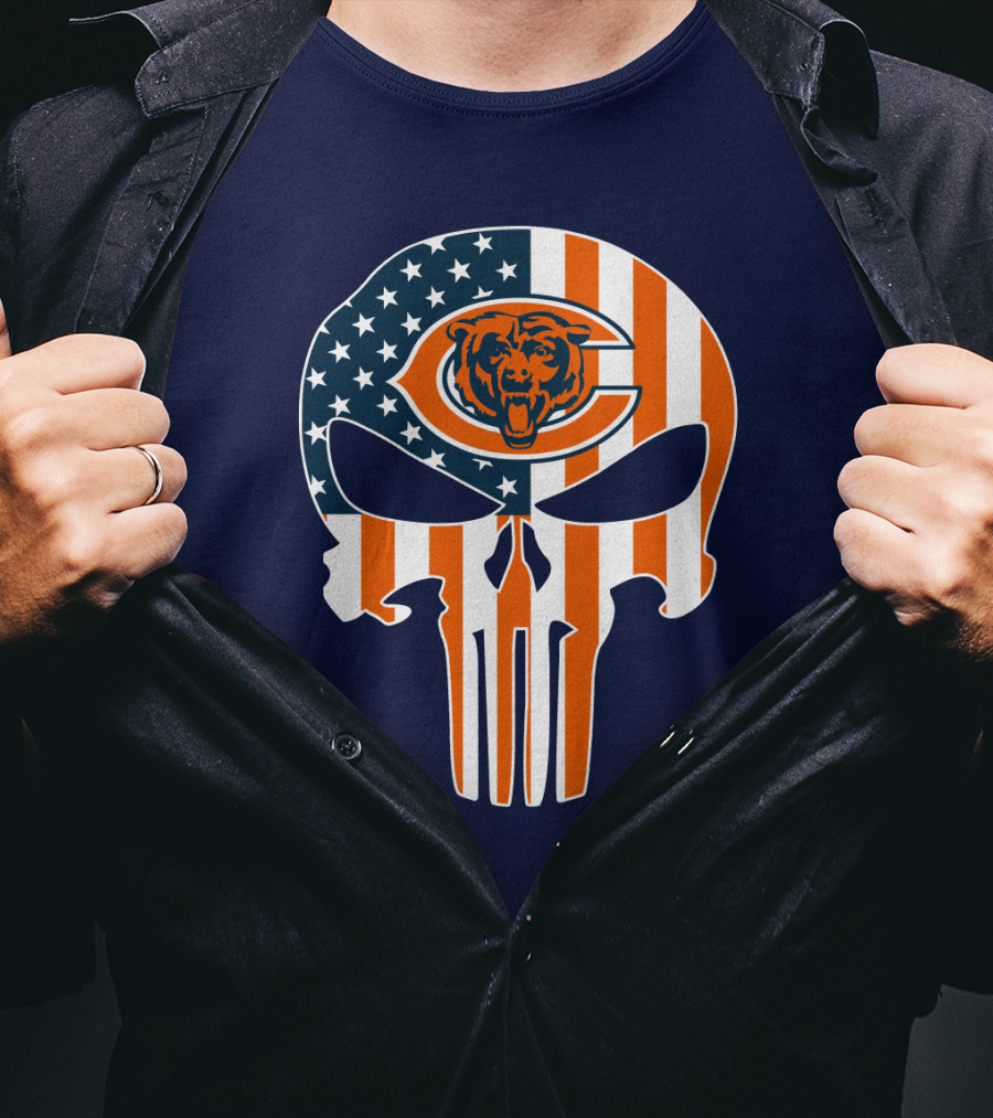 Chicago Bears Punisher American Flag T-Shirt