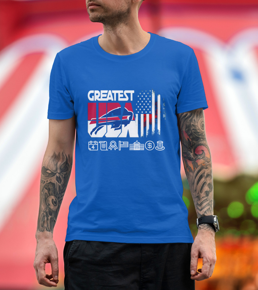 Greatest Usa Bills American Flag Football Icons T-Shirt