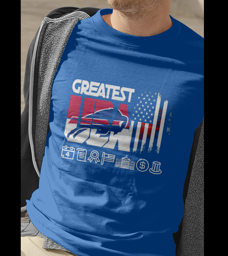 Greatest Usa Bills American Flag Football Icons T-Shirt