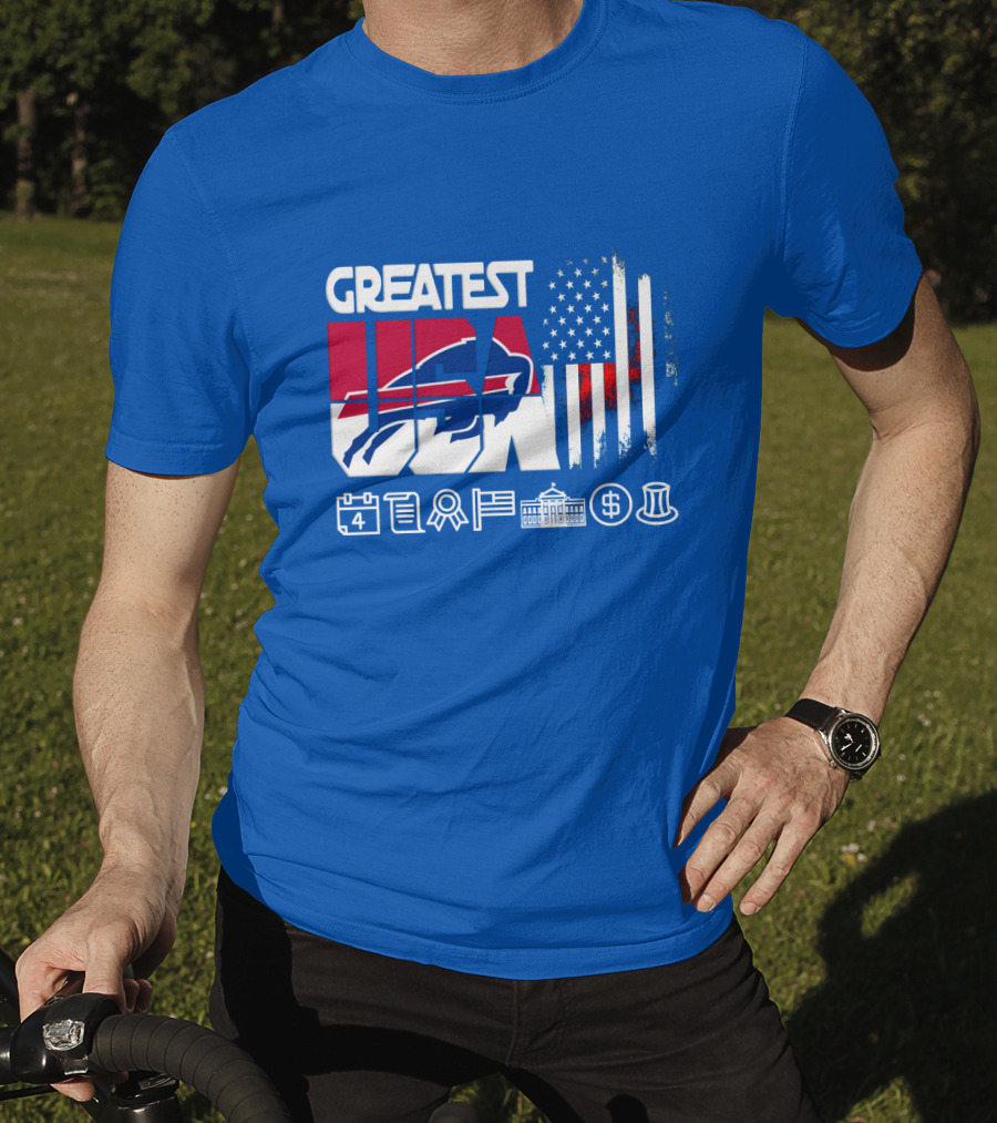 Greatest Usa Bills American Flag Football Icons T-Shirt