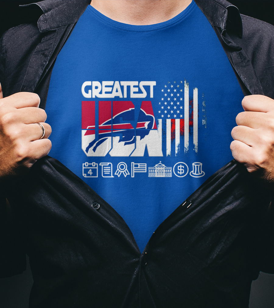 Greatest Usa Bills American Flag Football Icons T-Shirt
