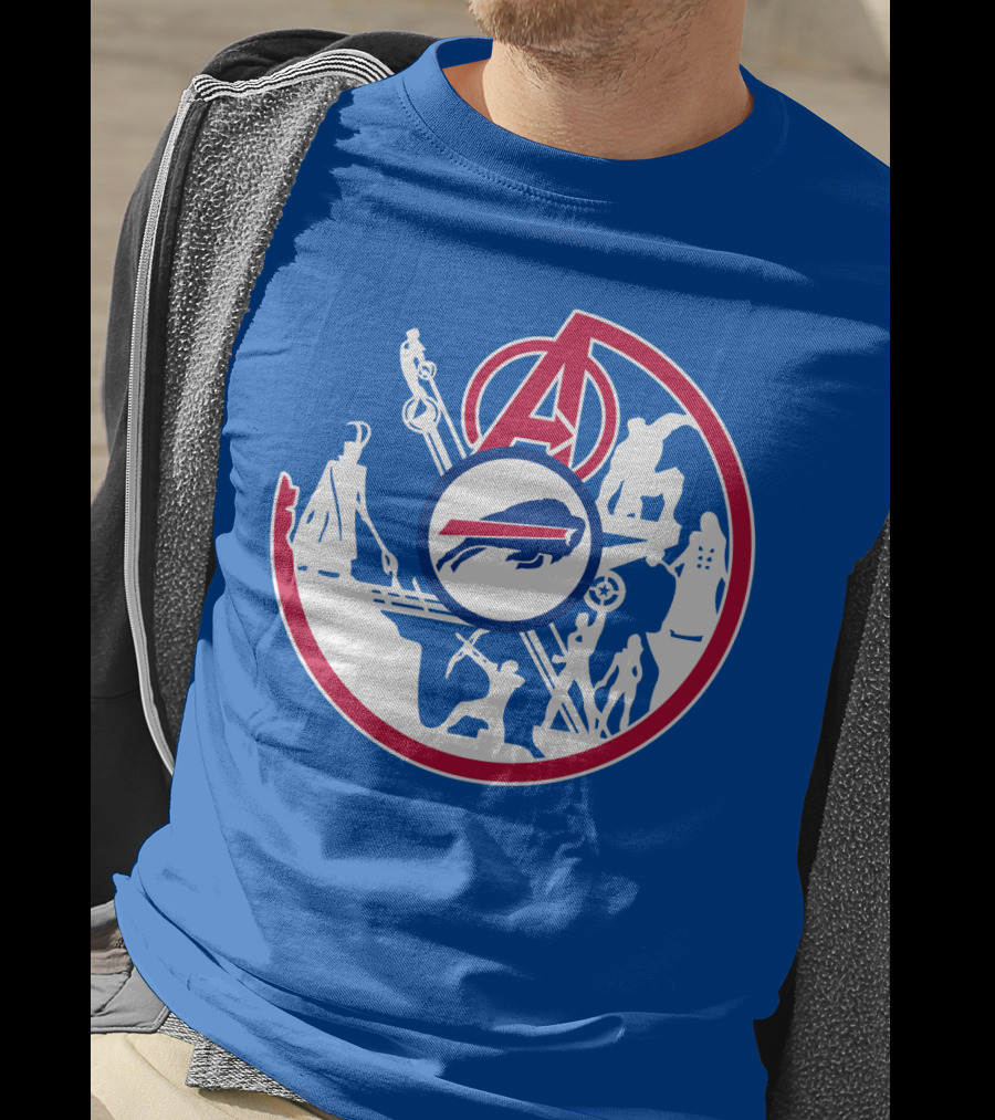 Buffalo Bills Avengers Crossover Logo Blue T-Shirt