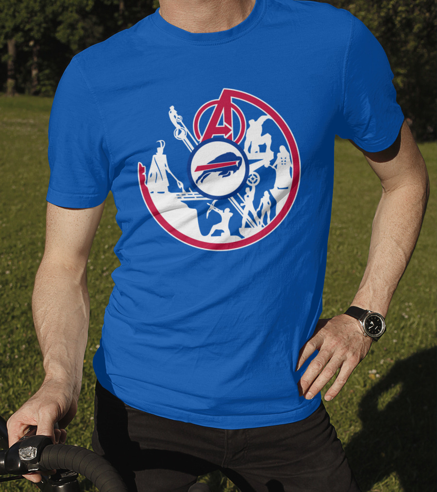 Buffalo Bills Avengers Crossover Logo Blue T-Shirt