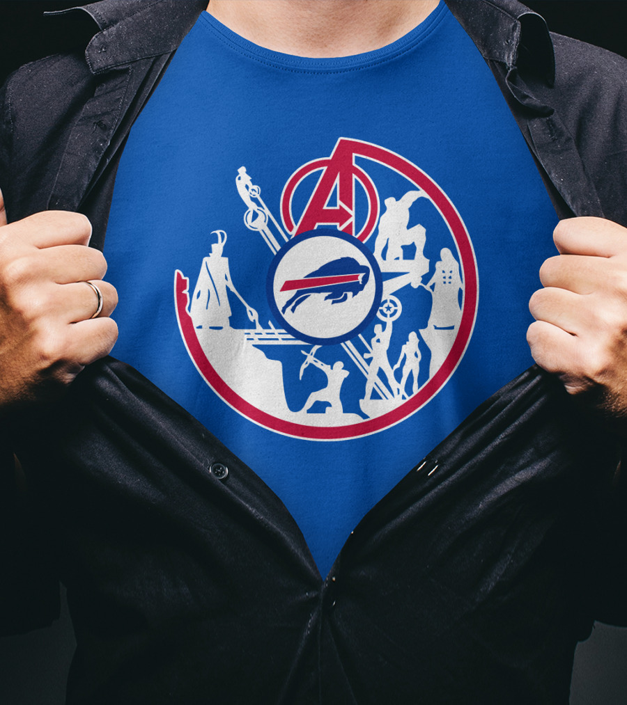 Buffalo Bills Avengers Crossover Logo Blue T-Shirt