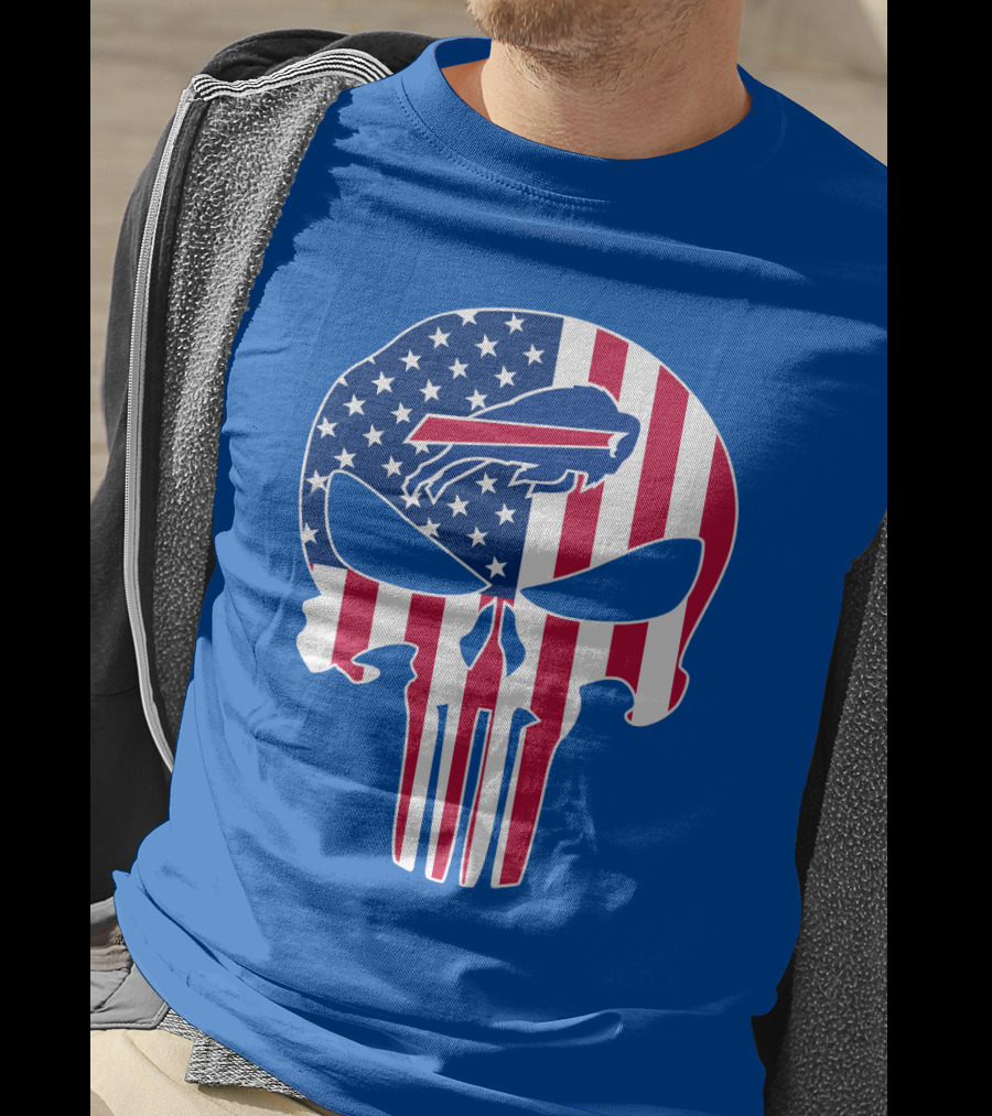 Buffalo Bills American Flag Skull T-Shirt