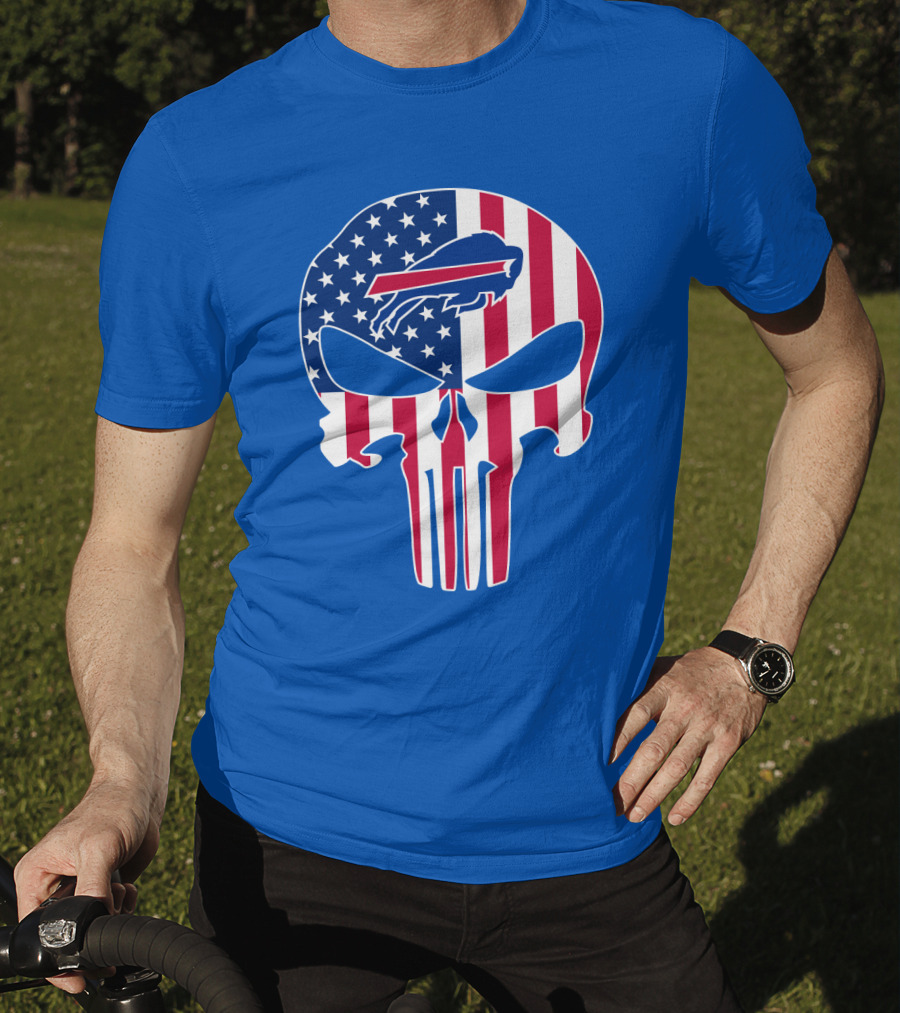 Buffalo Bills American Flag Skull T-Shirt