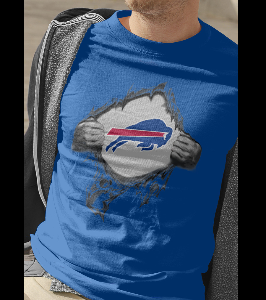 Buffalo Bills Superhero Buffalo Logo Peeking Through T-Shirt