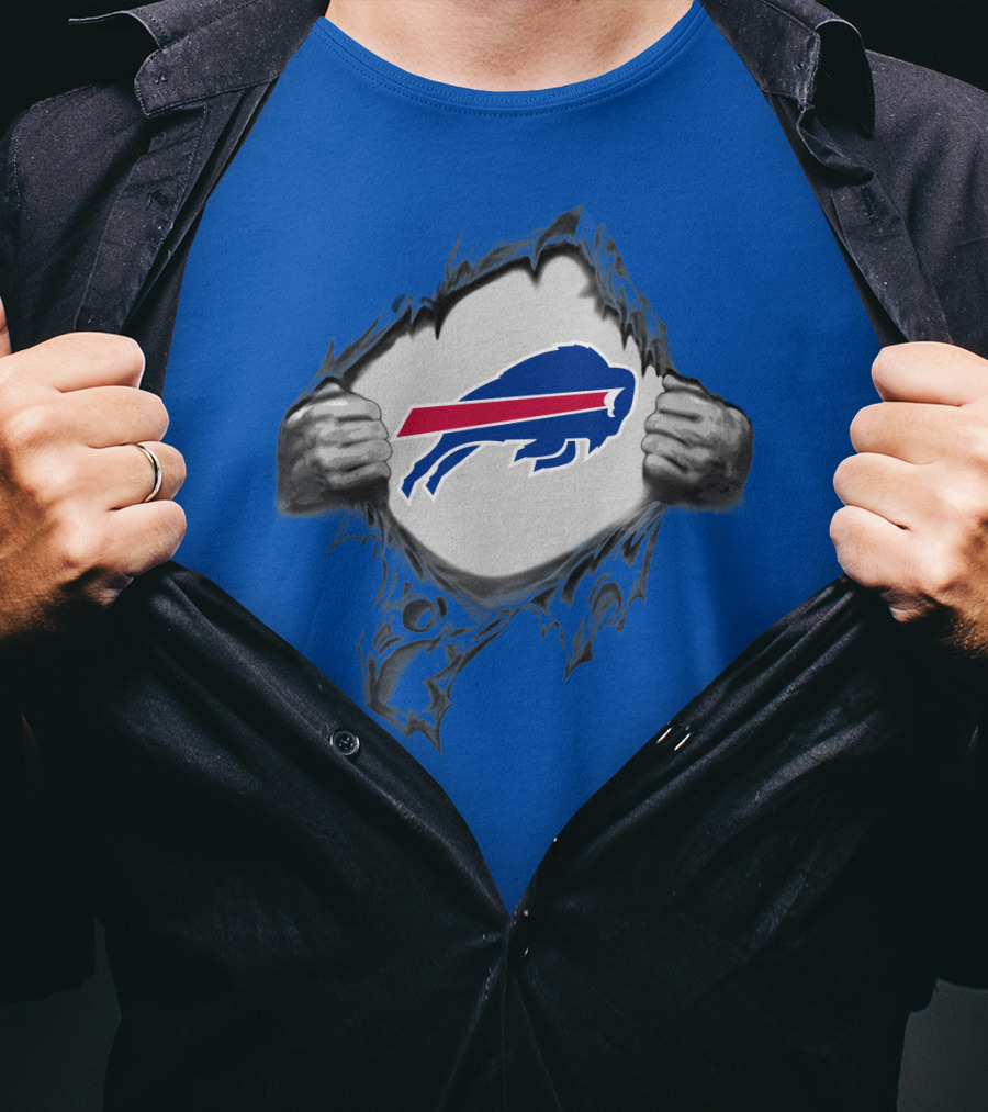 Buffalo Bills Superhero Buffalo Logo Peeking Through T-Shirt