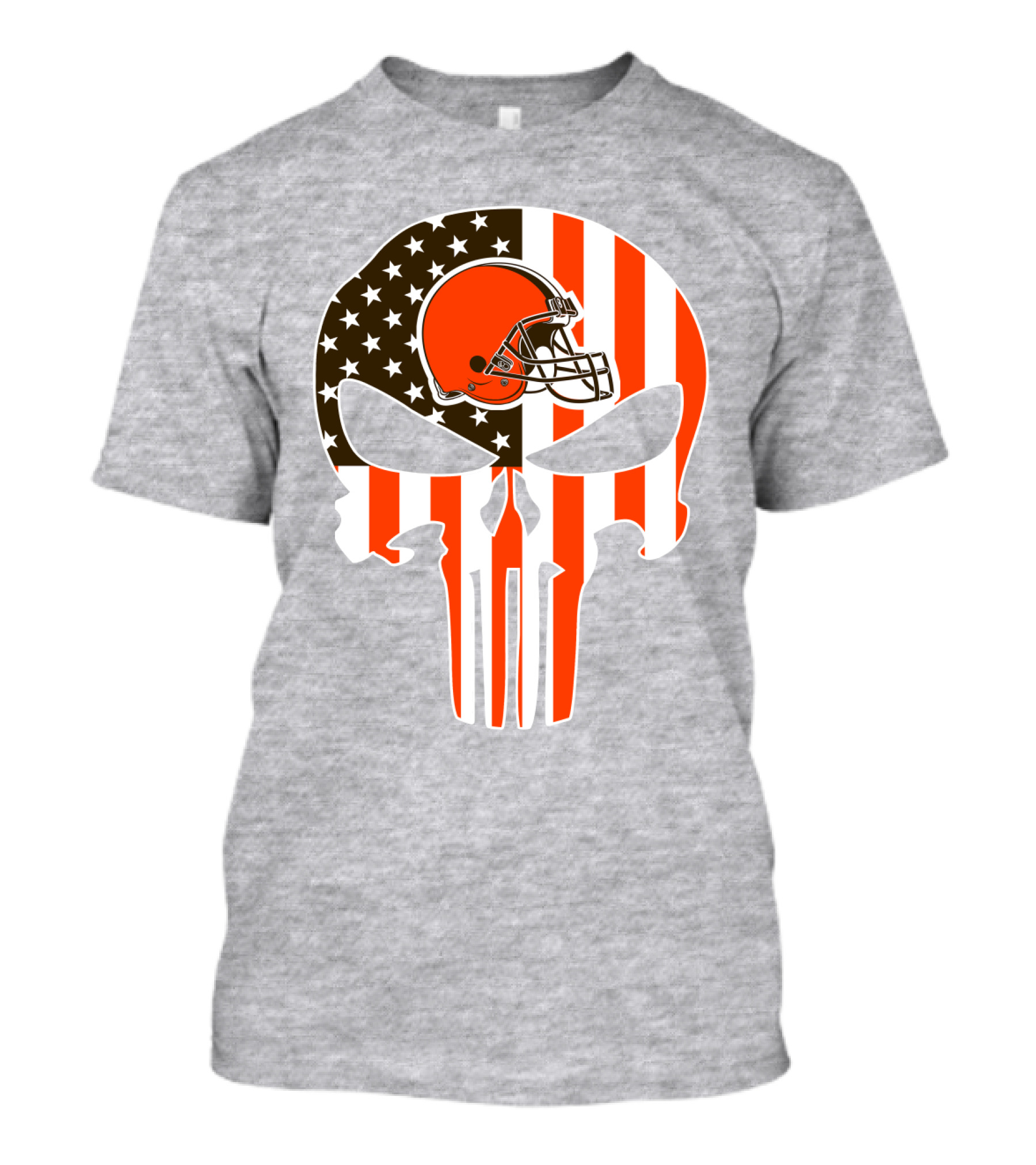 Browns American Flag Skull Helmet T-Shirt
