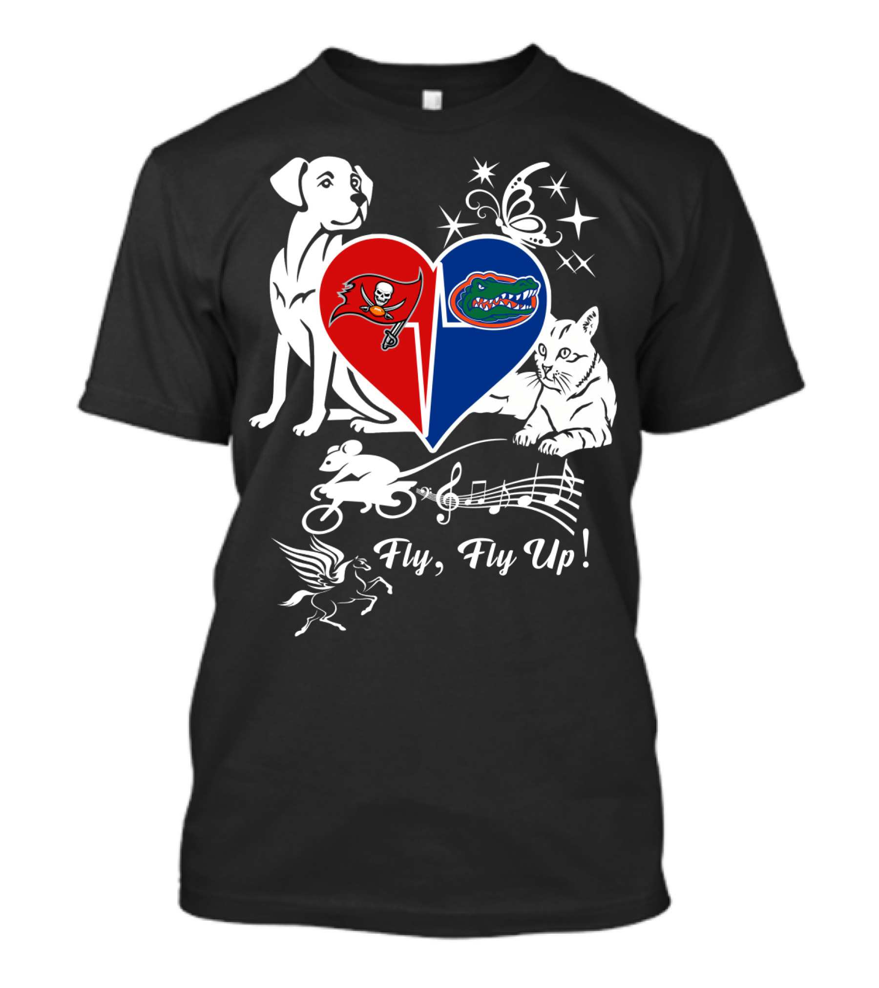 Buccaneers Gators Heart Fly Fly Up Dog Cat Butterfly Musical Pegasus T-Shirt