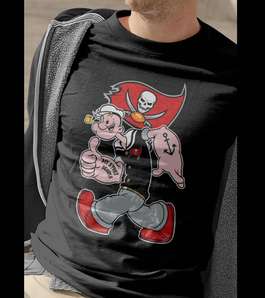 Buccaneers Pirate Popeye My Spicy Delight Skull Flag Football Anchor T-Shirt