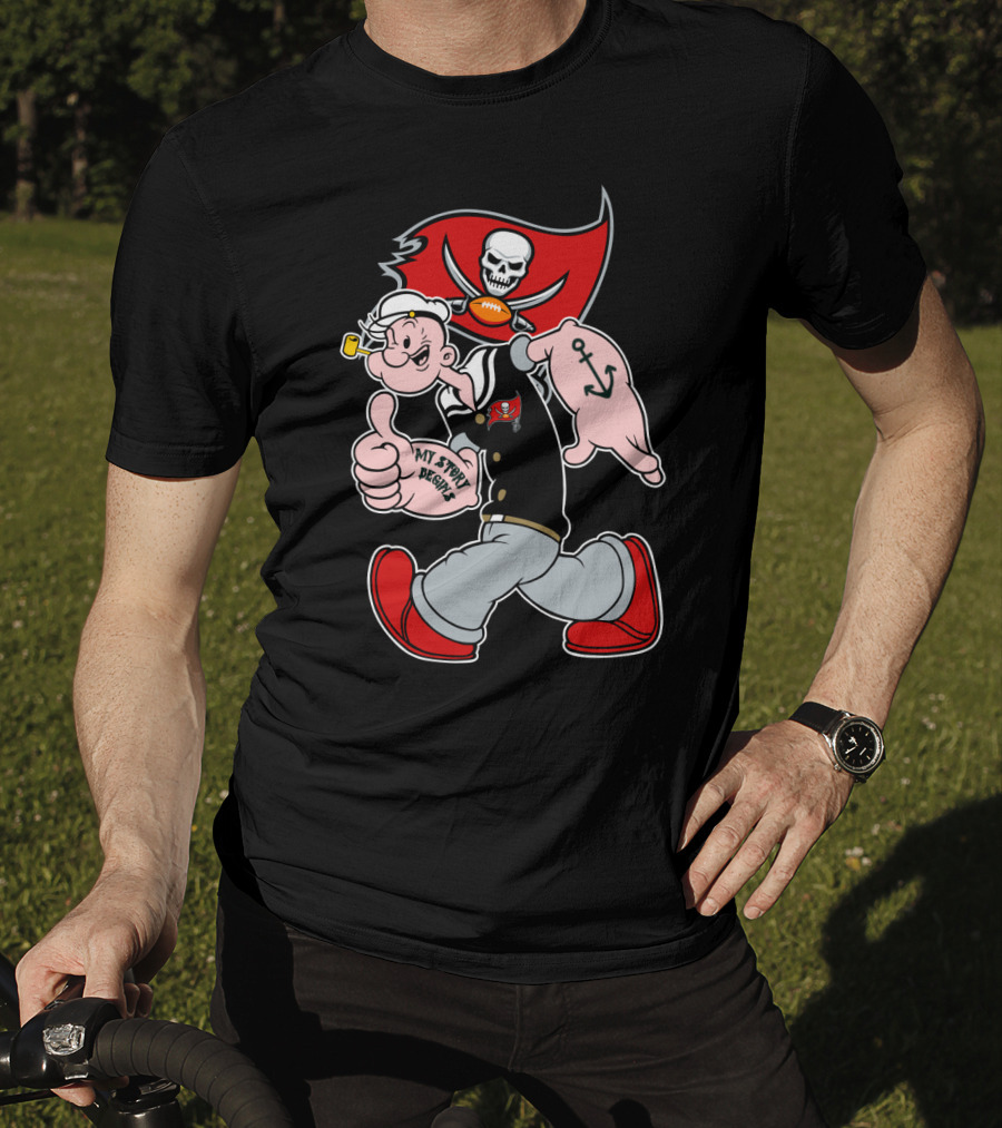 Buccaneers Pirate Popeye My Spicy Delight Skull Flag Football Anchor T-Shirt