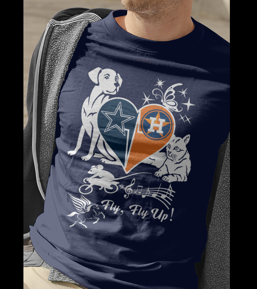 Cowboys Astros Heart Fly Fly Up Music Stars Butterfly Pegasus Dog Cat Mouse T-Shirt