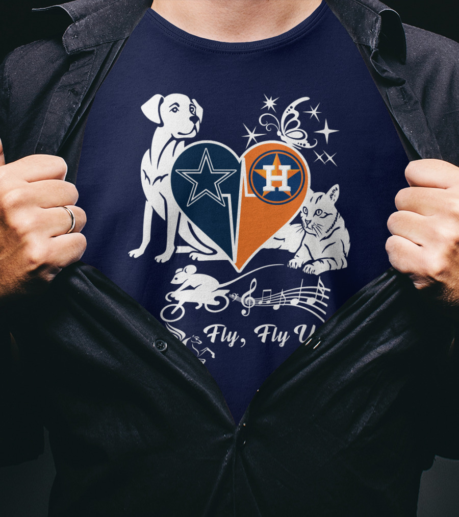 Cowboys Astros Heart Fly Fly Up Music Stars Butterfly Pegasus Dog Cat Mouse T-Shirt
