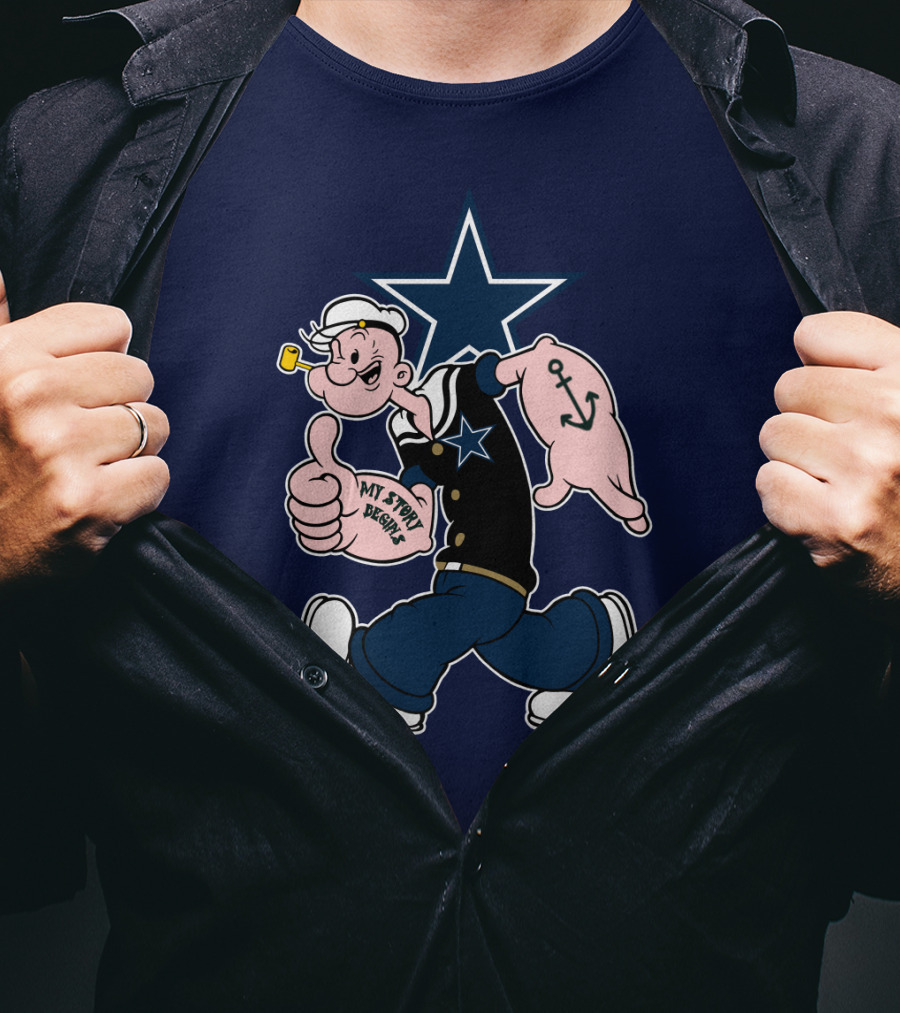 Dallas Cowboys Popeye My Story Began Star Anchor T-Shirt
