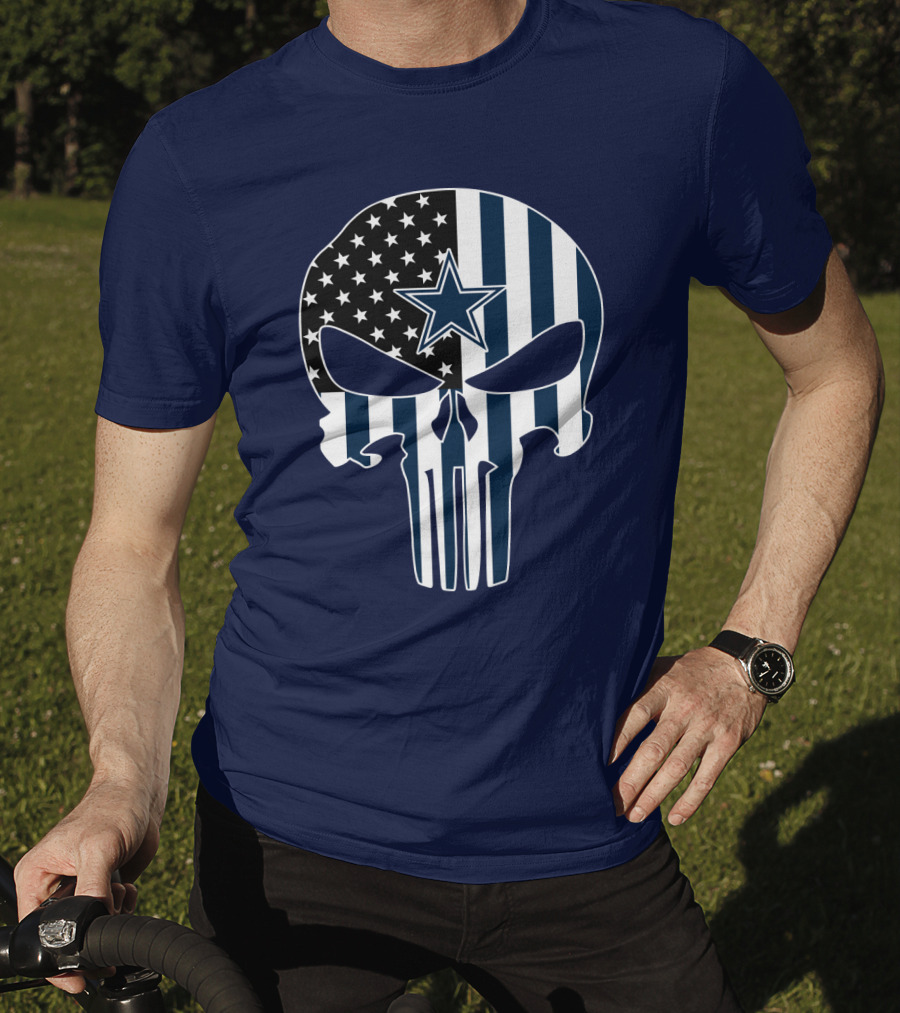 Cowboys Skull With Star And American Flag T-Shirt