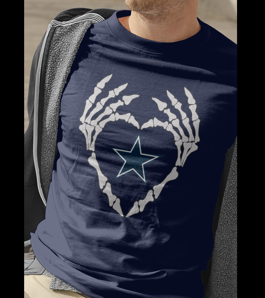 Cowboys Skeleton Hands Heart Star T-Shirt