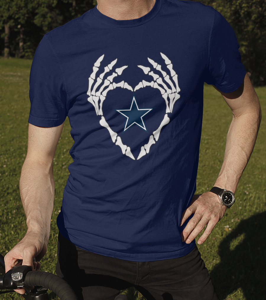 Cowboys Skeleton Hands Heart Star T-Shirt
