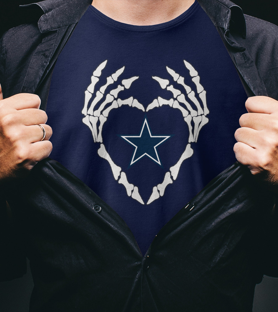 Cowboys Skeleton Hands Heart Star T-Shirt