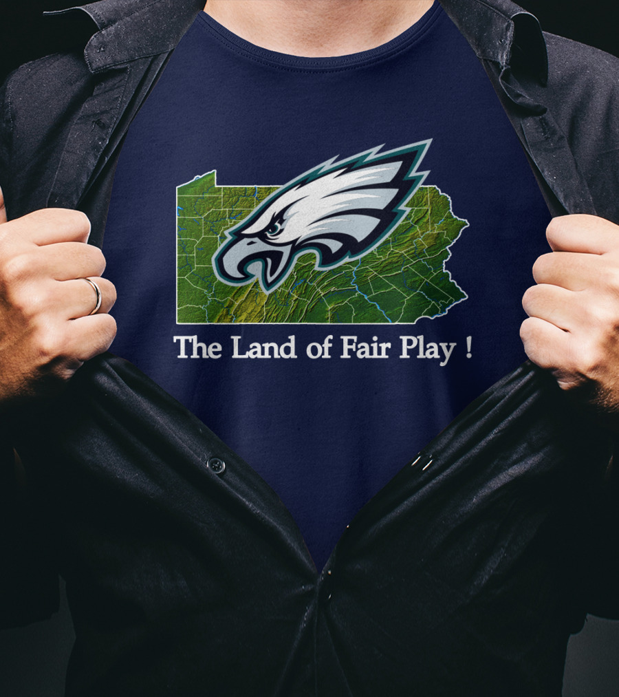 Philadelphia Eagles The Land Of Fair Play Pennsylvania Map T-Shirt
