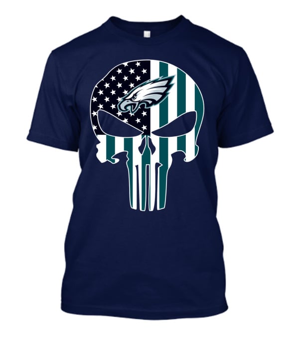 Philadelphia Eagles American Flag Punisher Skull T-Shirt